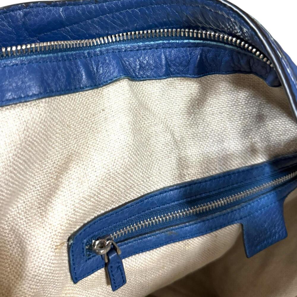 GUCCI Authentic Blue Leather Shoulder Bag - Picture 10 of 16
